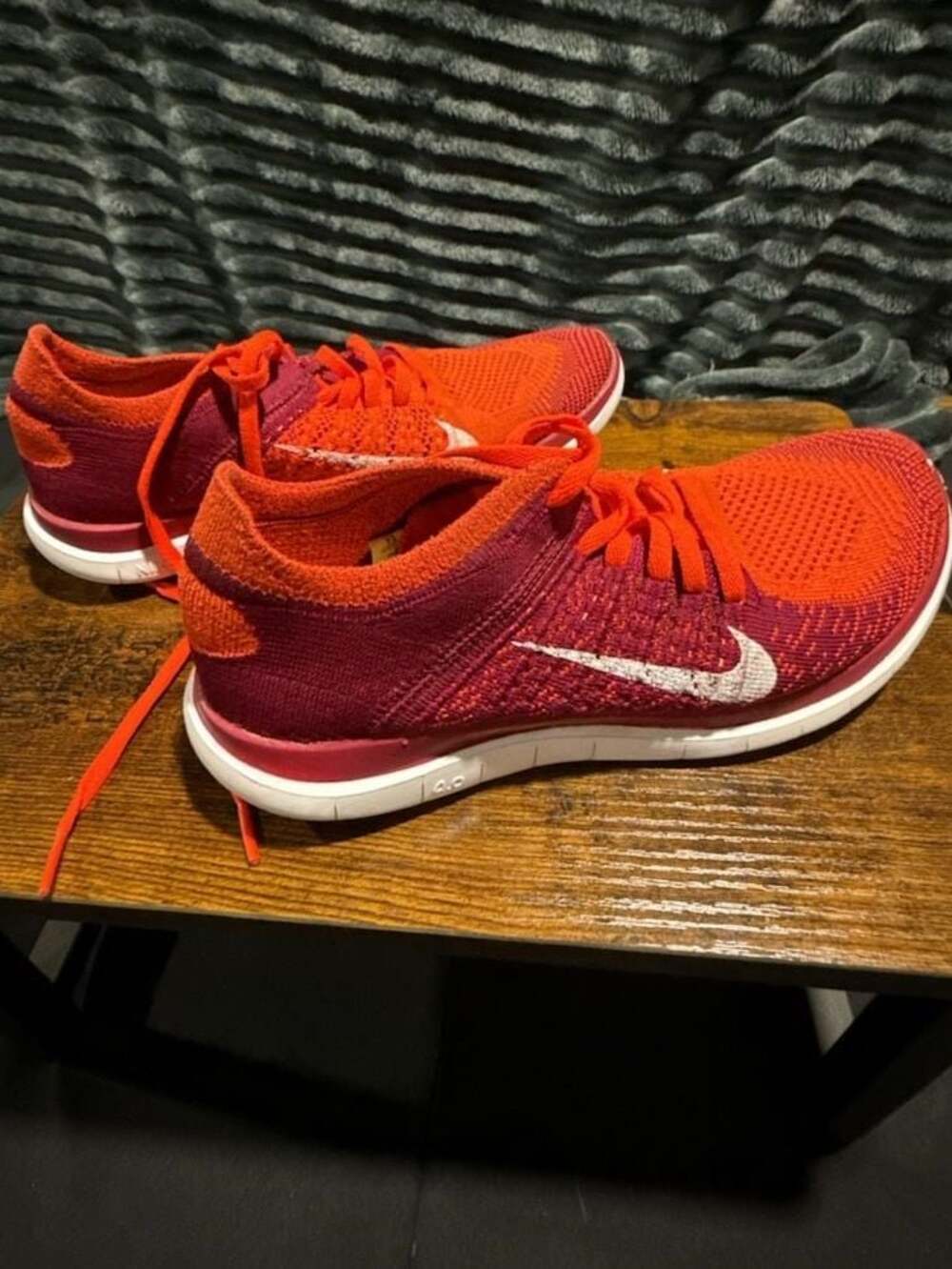 Nike Free 4.0 Flyknit Women's Running Shoes, Fire Red/Burgundy